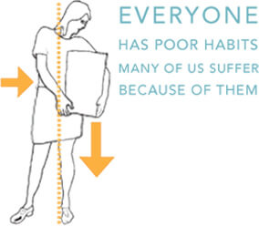 Illustration showing how everyone has poor habits and many of us suffer because of them